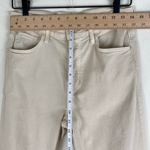 Mother The Ditcher Crop Size 25 Chalk Tapioca Beige Cream Relaxed Denim Jeans - Picture 15 of 16